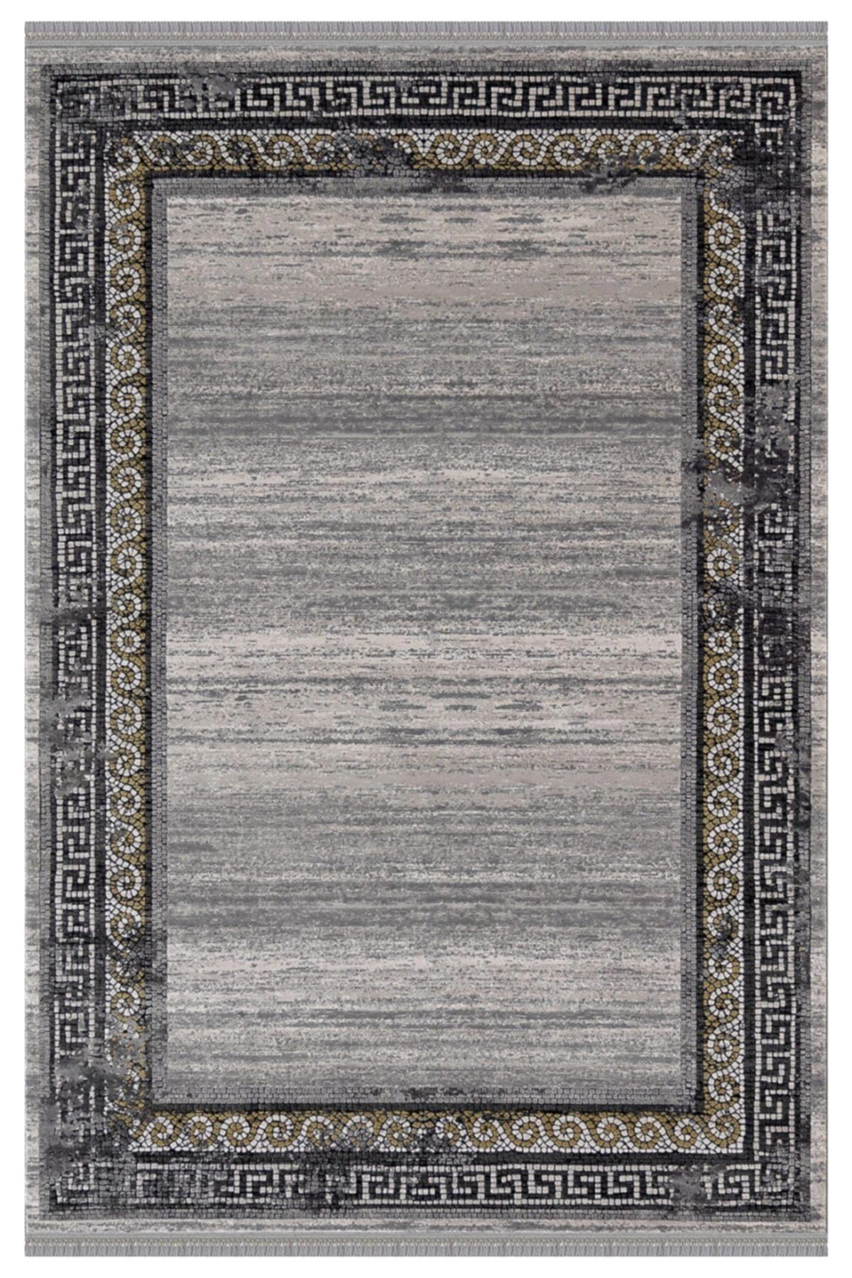 Padişah Santo 34680 Gri 11 mm Akrilik Antibakteriyel Yıkanabilir İnce Kaymaz Dikdörtgen Makine Dokuma Salon Halısı 80x400 cm