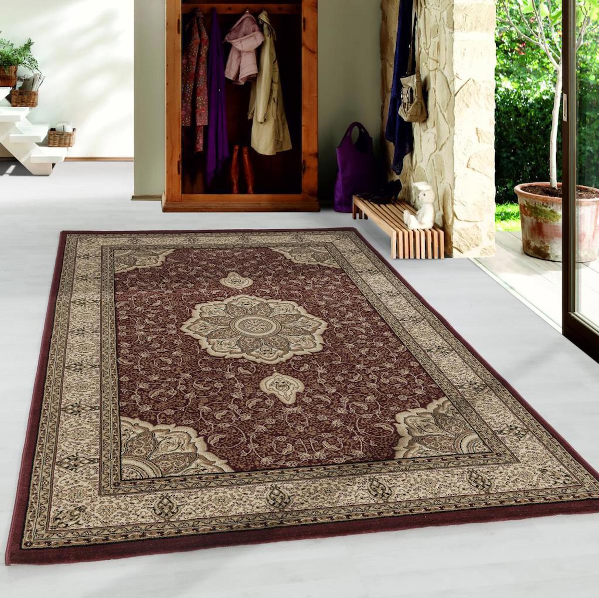 Red Halı Kırmızı 8.5 mm Polipropilen Antialerjenik-Toz Tutmaz Yıkanabilir Orta Kaymaz Jüt Taban Dikdörtgen Makine Dokuma Oturma Odası-Salon Halısı 133x190 cm