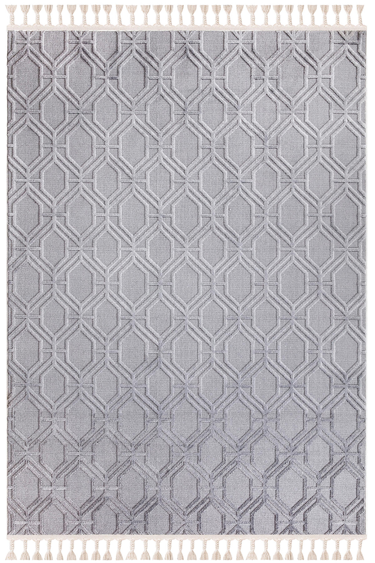 İpek Home Lux 11709 Gri 11 mm Polyester Yıkanabilir Orta Kaymaz Pamuk Taban Geometrik Dikdörtgen Makine Dokuma Antre-Çocuk Odası-Salon-Yatak Odası Halısı 80x150 cm