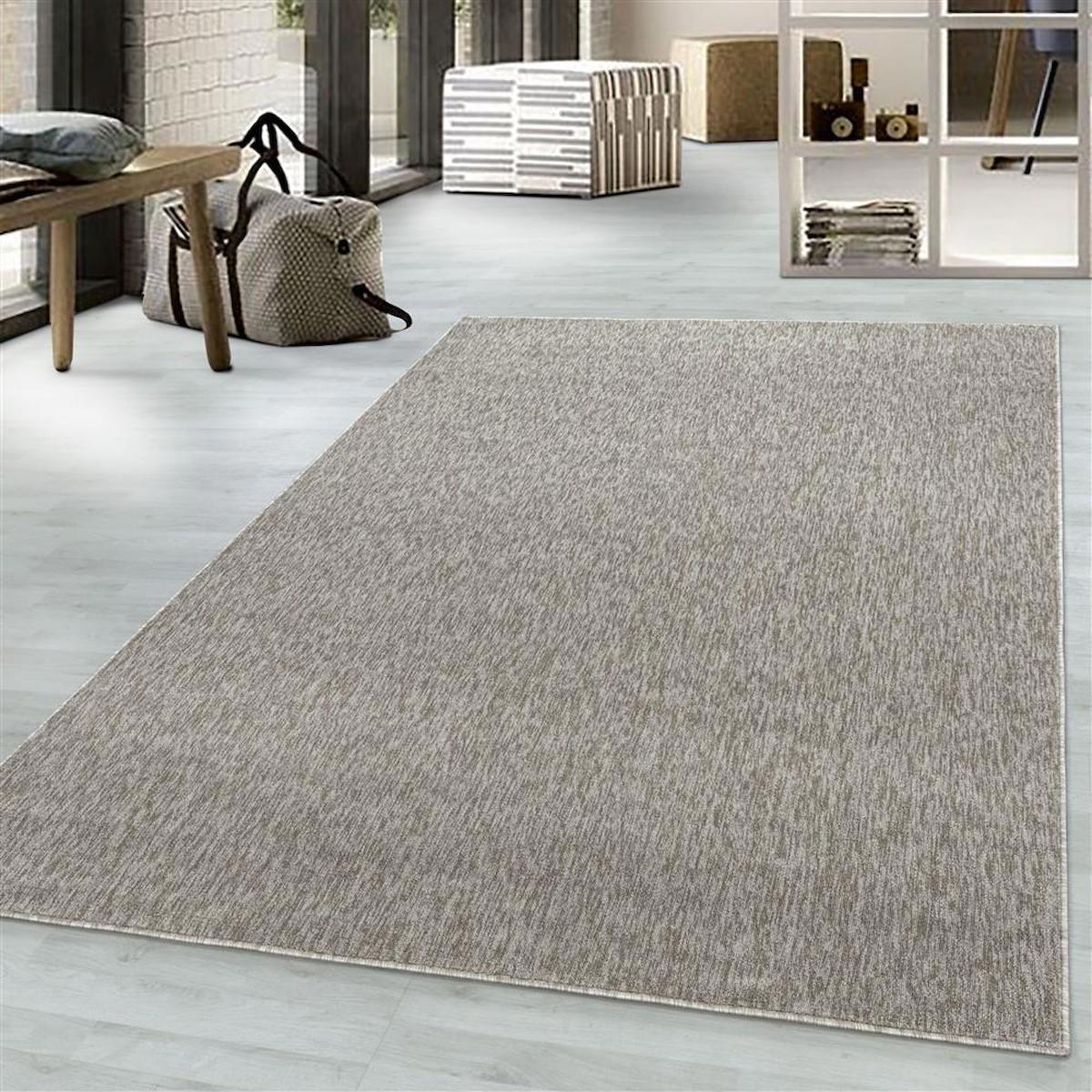 Red Halı Bej 4 mm Polipropilen Yıkanabilir Kalın Jüt Taban Dikdörtgen Makine Dokuma Salon Halısı 80x300 cm