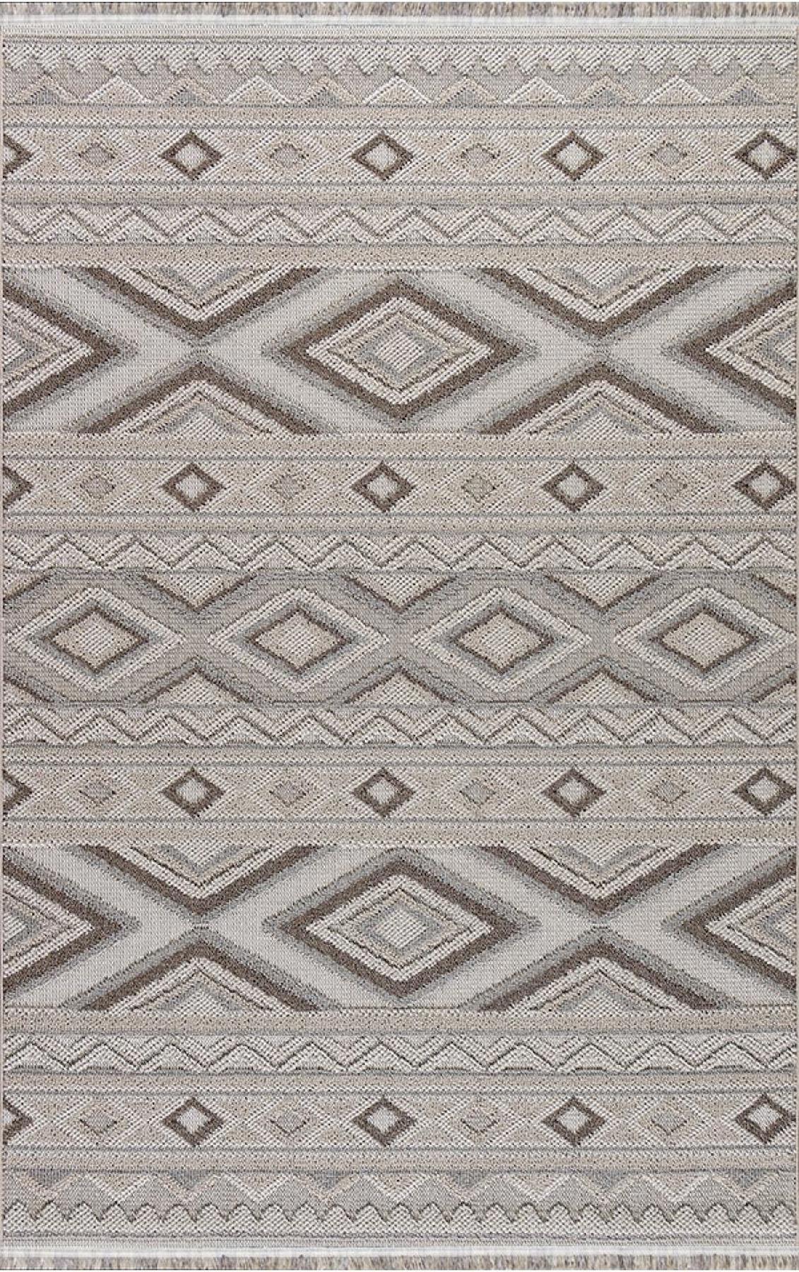 Padişah Riva 60509 Bej 6 mm Polyester Toz Tutmaz İnce Kaymaz Dikdörtgen Makine Dokuma Salon Halısı 100x150 cm