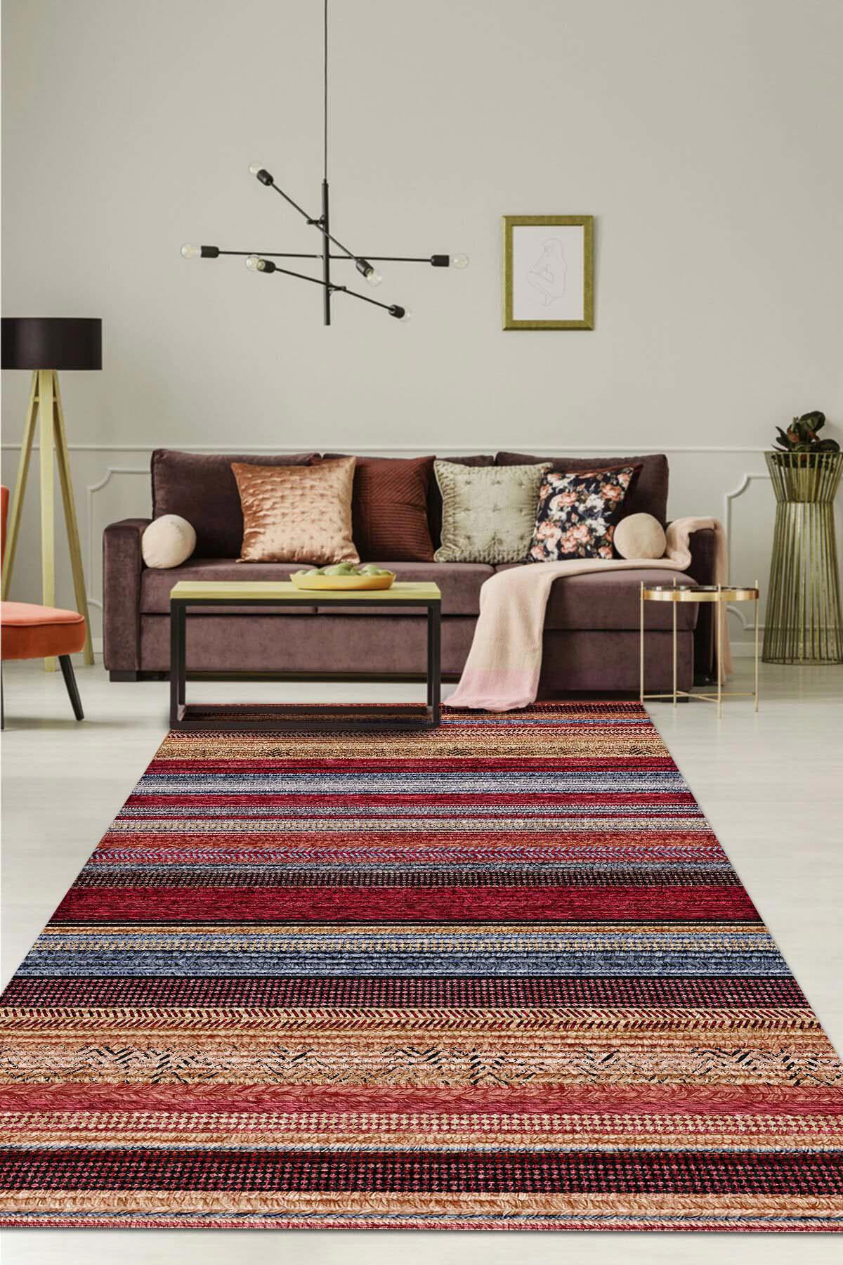 İlyaki Home Alfred Krem 0.5 mm Pamuk Yıkanabilir İnce Kaymaz Jüt Taban Dikdörtgen Makine Dokuma Salon Halısı 60x100 cm