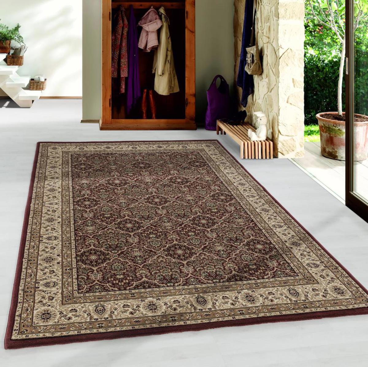Red Halı Kırmızı 8.5 mm Polipropilen Antialerjenik-Toz Tutmaz Yıkanabilir Orta Kaymaz Jüt Taban Dikdörtgen Makine Dokuma Oturma Odası-Salon Halısı 100x350 cm