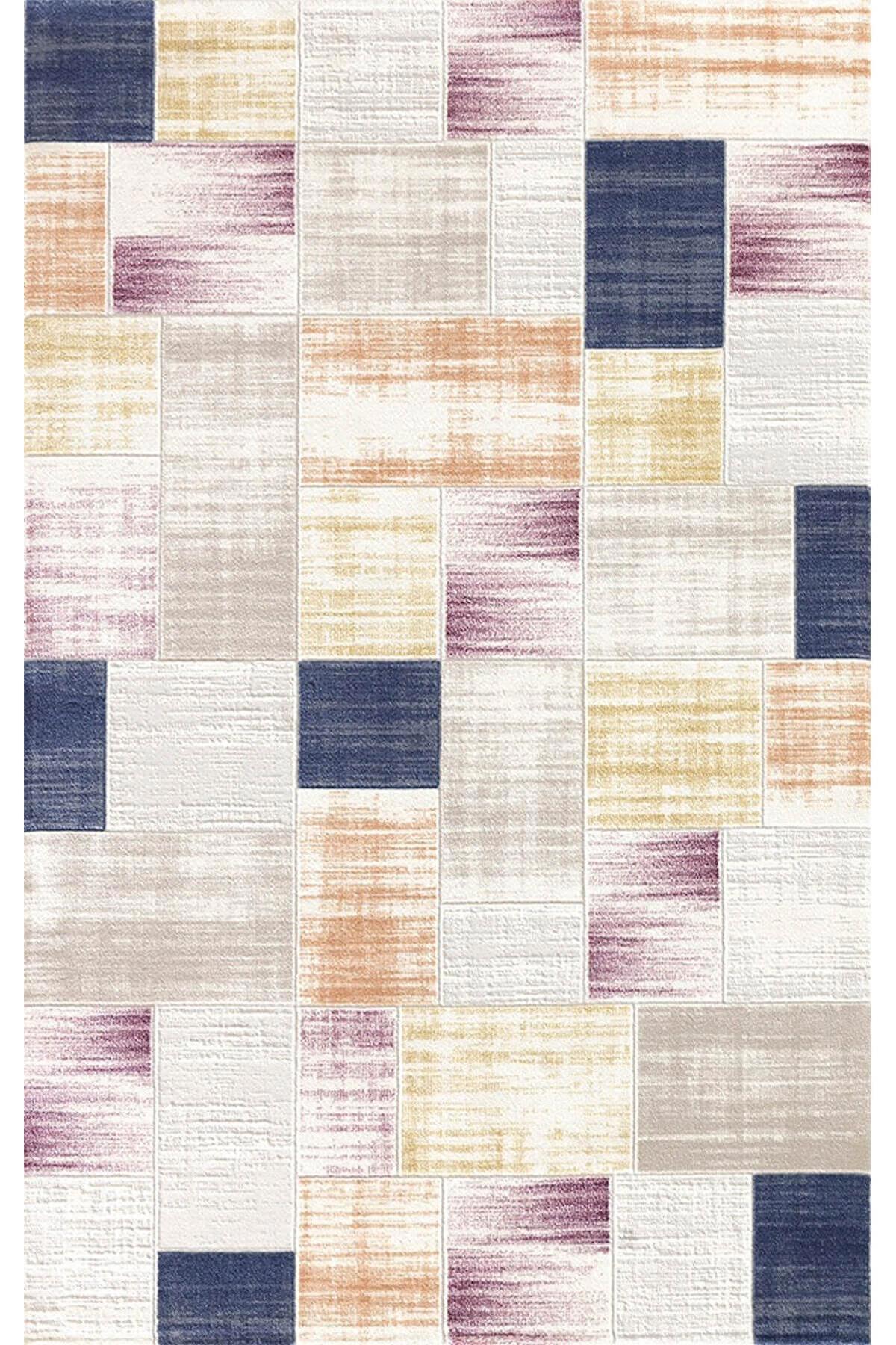 Merinos Urla UL022 Çok Renkli 12 mm Akrilik Antibakteriyel Yıkanabilir Kalın Kaymaz Dikdörtgen Makine Dokuma Salon Halısı 180x280 cm