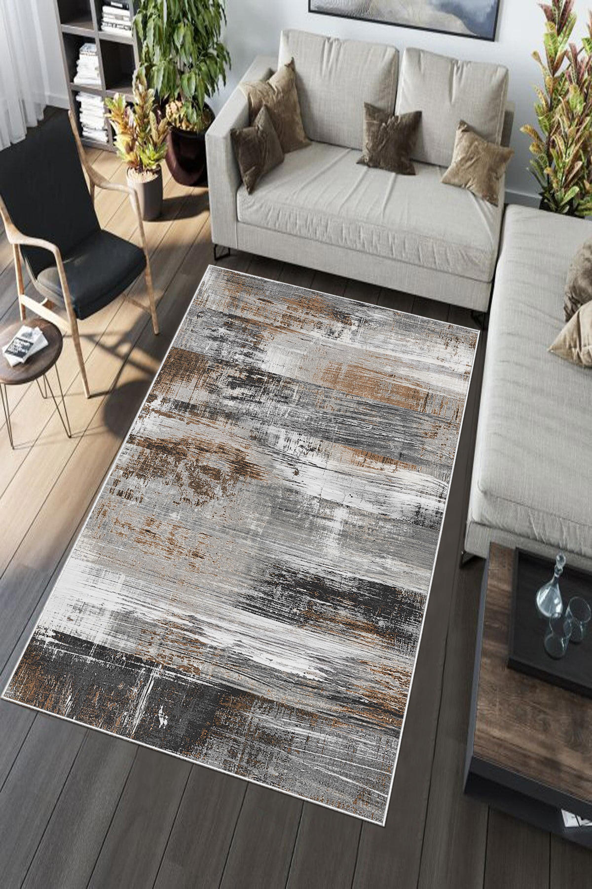 Aldora Çok Renkli 0.8 mm Polipropilen Yıkanabilir Orta Kaymaz Deri Taban Dikdörtgen Makine Dokuma Salon Halısı 80x150 cm