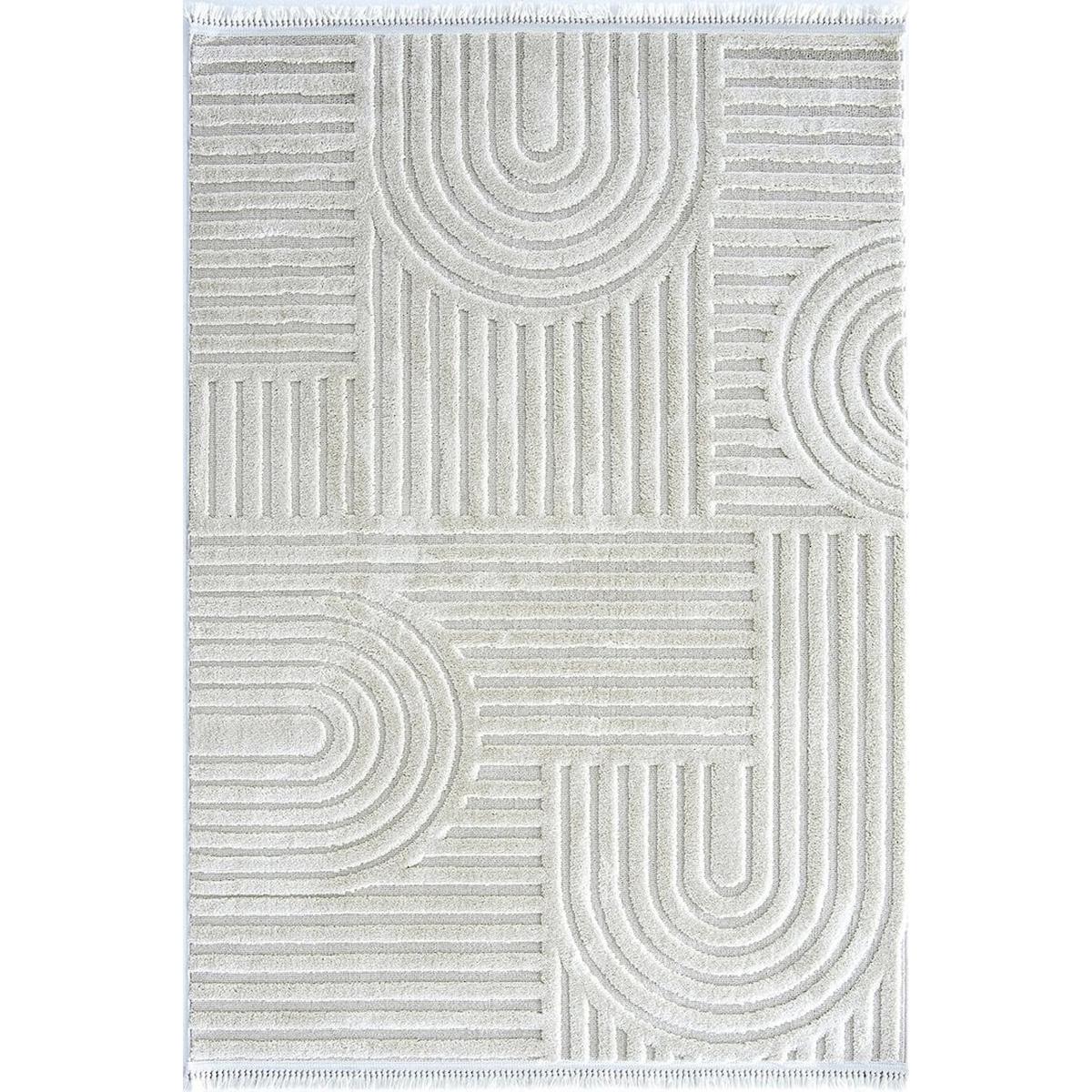 Hoom Rugs 2213 Krem 10 mm Pamuk Antialerjenik Yıkanabilir Orta Kaymaz Pamuk Taban Dikdörtgen Makine Dokuma Salon Halısı 140x200 cm