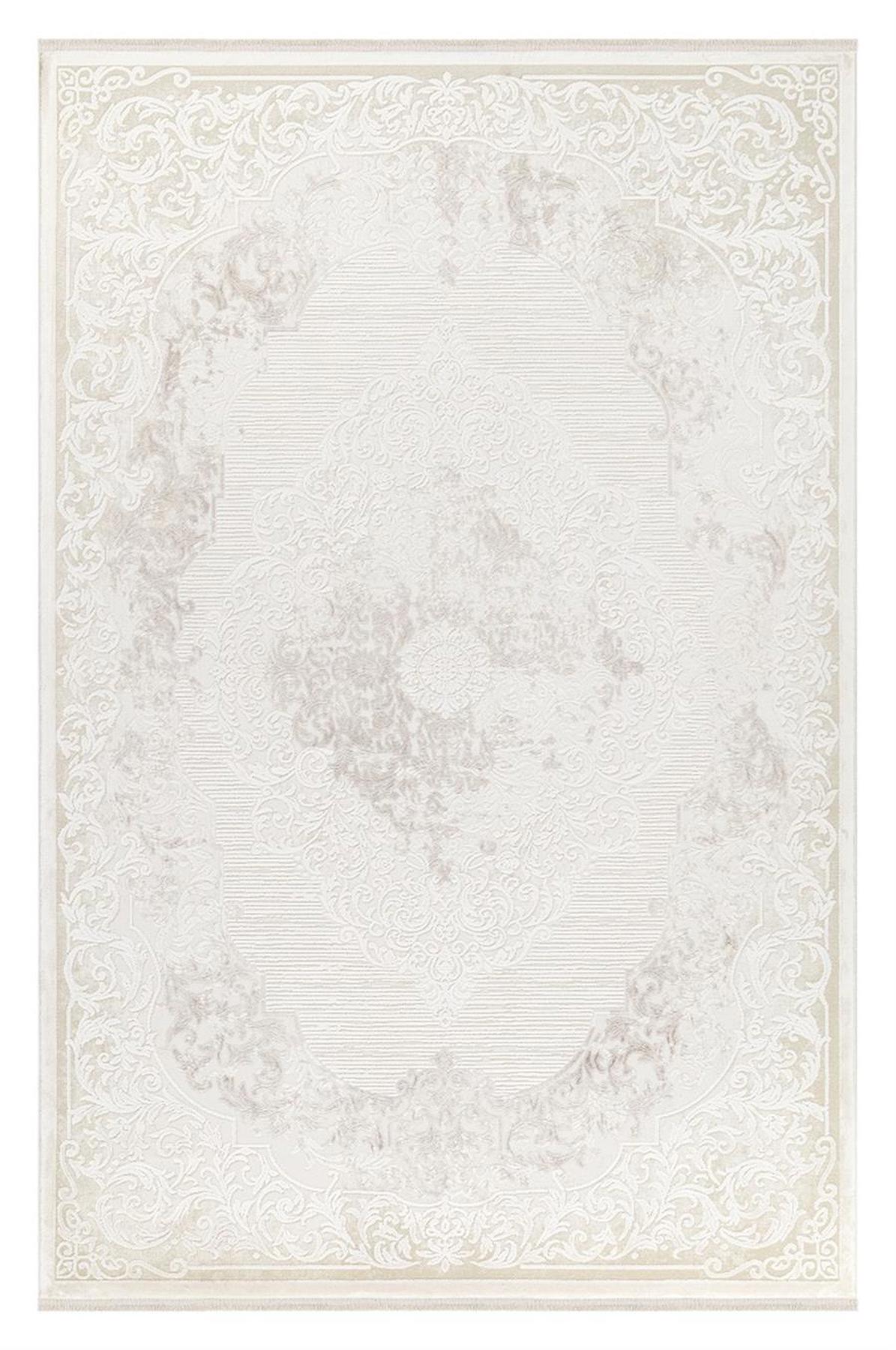 İpek Mekik Halı Allures 12241 Krem 12 mm Akrilik Yıkanabilir Kalın Kaymaz Pamuk Taban Dikdörtgen Makine Dokuma Antre-Çocuk Odası-Salon-Yatak Odası Halısı 80x500 cm