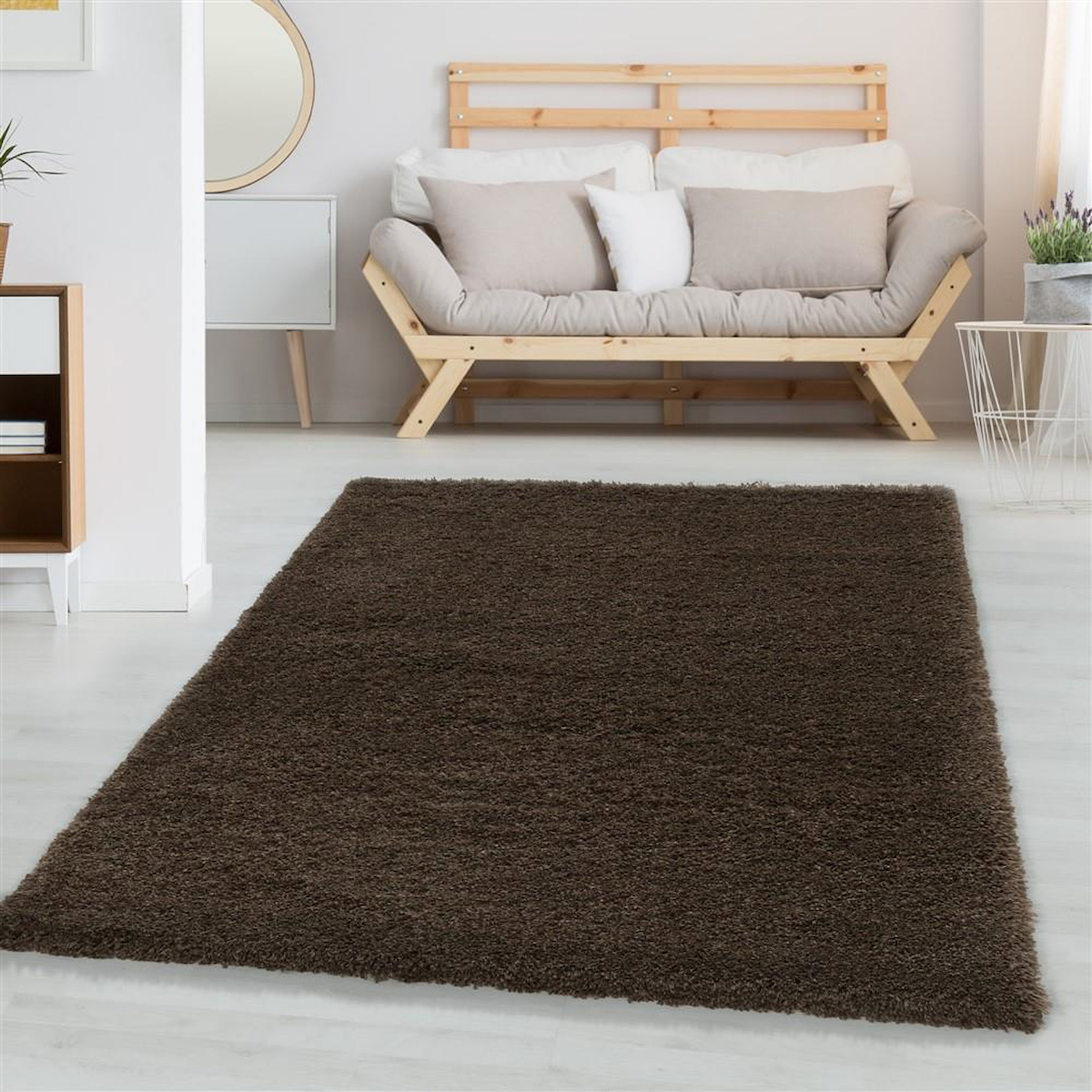 Carpettex Kahverengi 30 mm Polipropilen Antibakteriyel Kalın Kaymaz Dikdörtgen Makine Dokuma Salon Halısı 160x230 cm