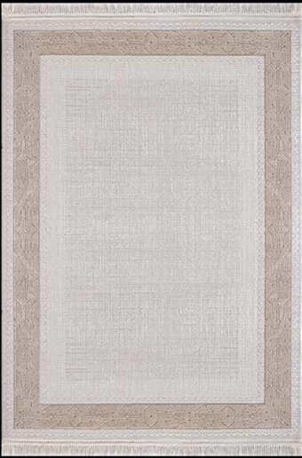 Flora Halı Ayşıl 6846G Krem 4 mm Akrilik-Bambu Silinebilir Yıkanabilir Dikdörtgen Makine Dokuma Salon Halısı 160x230 cm