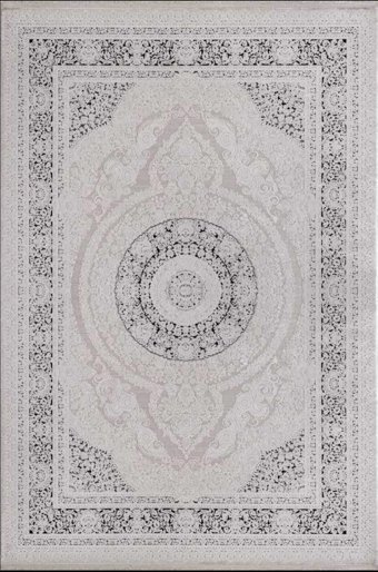 Flora Halı Magnum 7058A Gri 6 mm Akrilik-Viskon Silinebilir Yıkanabilir İnce Dikdörtgen Makine Dokuma Salon Halısı 80x120 cm