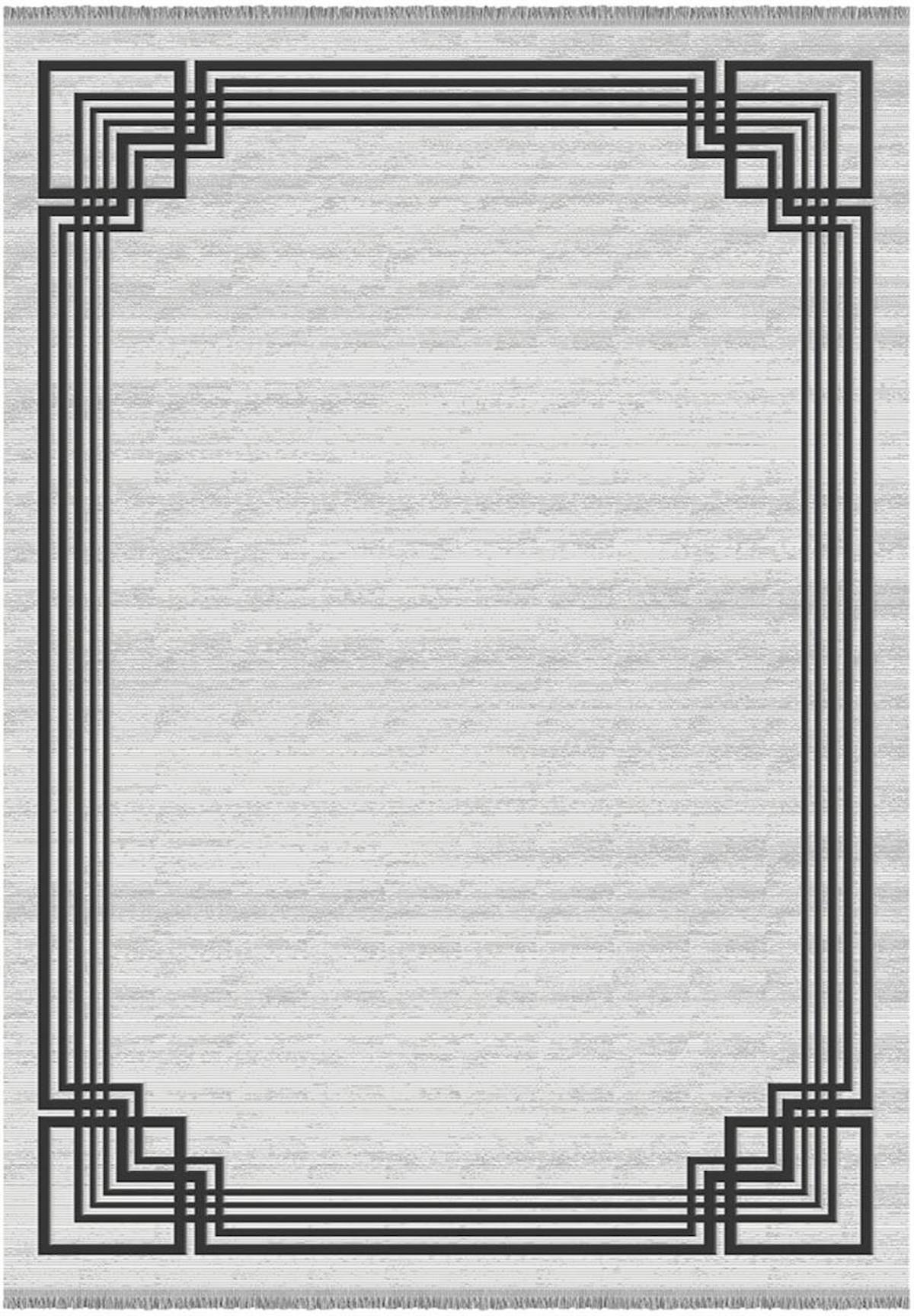 İpek Mekik Halı Erva 18116 Gri 8 mm Akrilik-Viskon Yıkanabilir Orta Kaymaz Pamuk Taban Dikdörtgen Makine Dokuma Antre-Çocuk Odası-Salon-Yatak Odası Halısı 80x150 cm