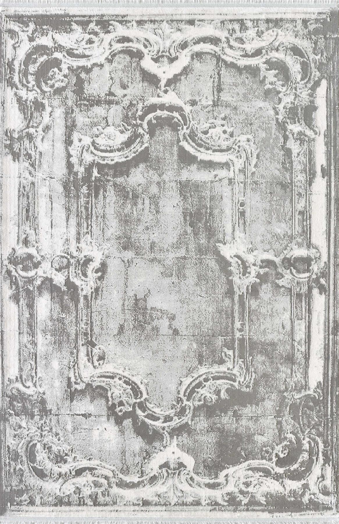 Atlas Halı Motto TT02B Gri Akrilik Yıkanabilir İnce Kaymaz Jüt Taban Dikdörtgen Makine Dokuma Salon Halısı 100x160 cm