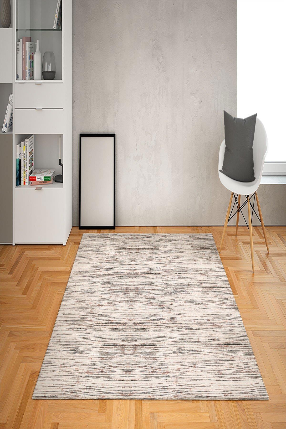 Doruklar Home Collection Krem 0.7 mm Yıkanabilir Kaymaz Taban Dikdörtgen Makine Dokuma Halı 160x230 cm