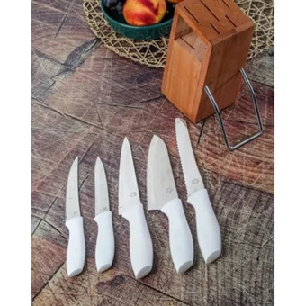 Cooker 6 Parça Çelik Bıçak Seti Beyaz