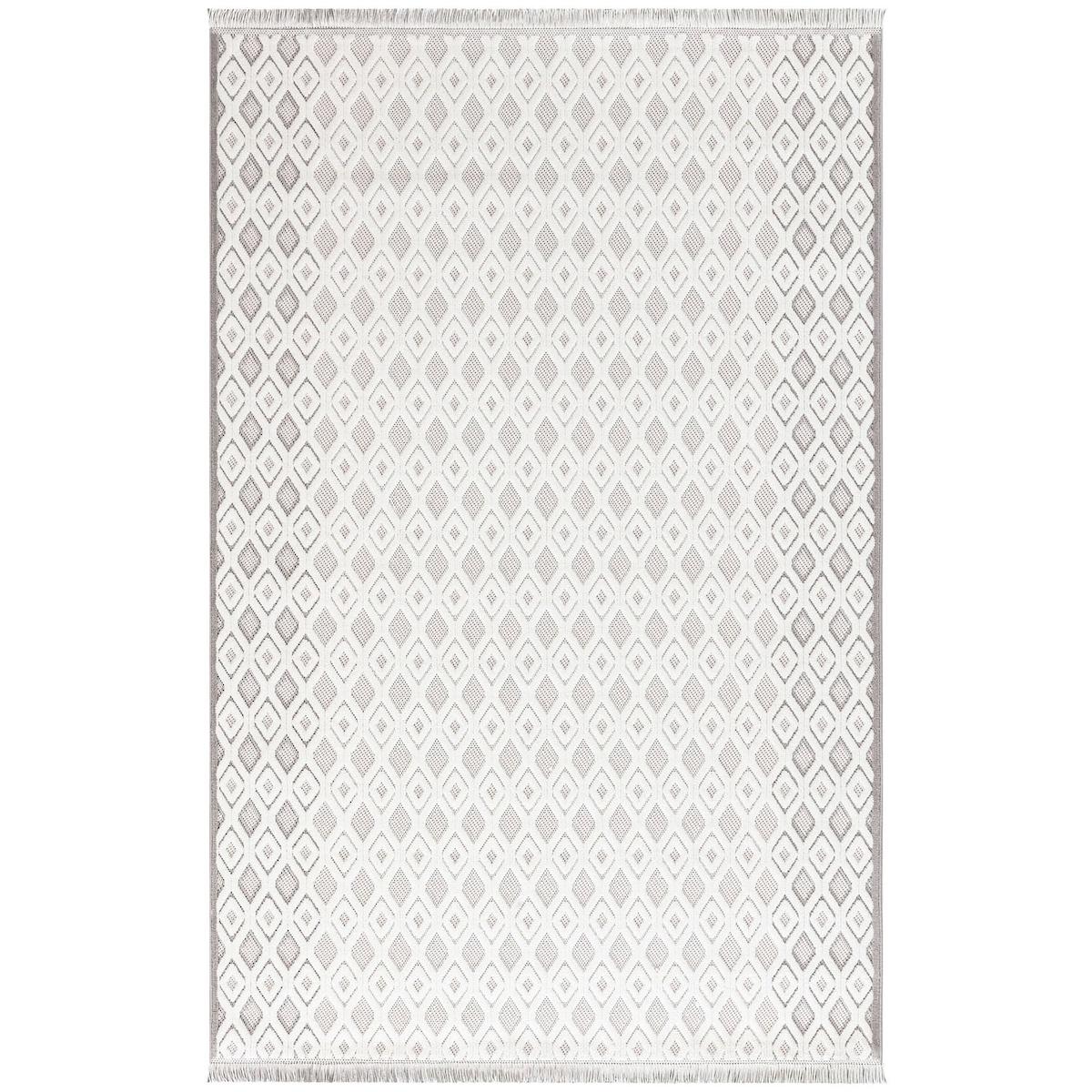 İpek Mekik Halı Duru Risby 1852 Krem 10 mm Polyester Yıkanabilir Orta Kaymaz Geometrik Dikdörtgen Makine Dokuma Antre-Çocuk Odası-Salon-Yatak Odası Halısı 120x180 cm