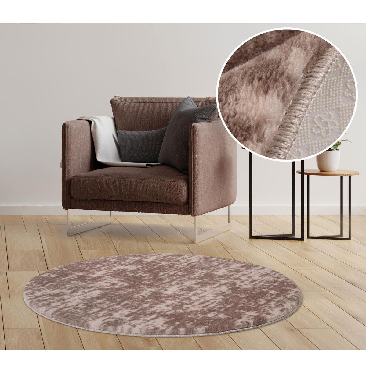 My Evilla Kahverengi 14 mm Polyester Leke Tutmaz Yıkanabilir Kalın Kaymaz Jel Taban Oval Makine Dokuma Yatak Odası Halısı 160x280 cm