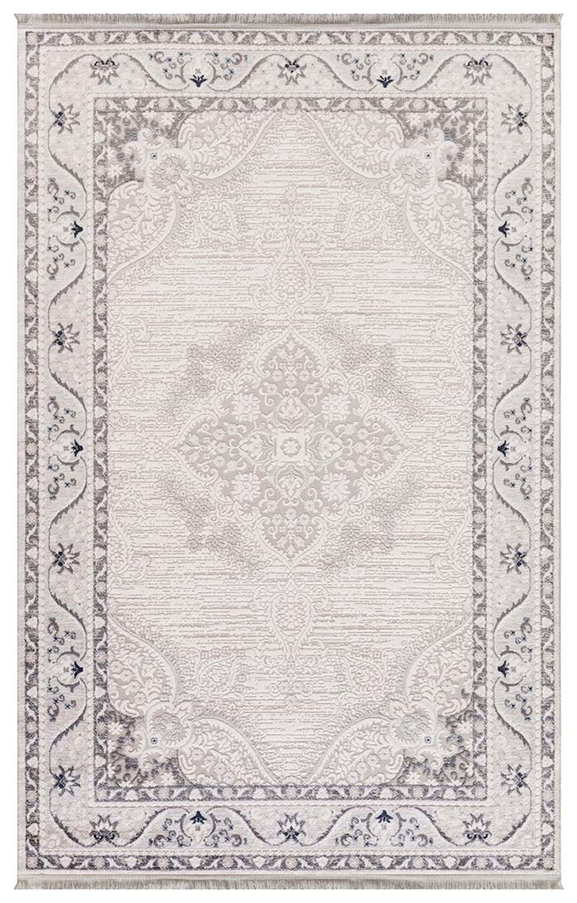 İpek Mekik Halı Fasilis 1304A Gri 7 mm Akrilik Yıkanabilir Orta Kaymaz Pamuk Taban Geometrik Dikdörtgen Makine Dokuma Antre-Çocuk Odası-Salon-Yatak Odası Halısı 80x150 cm