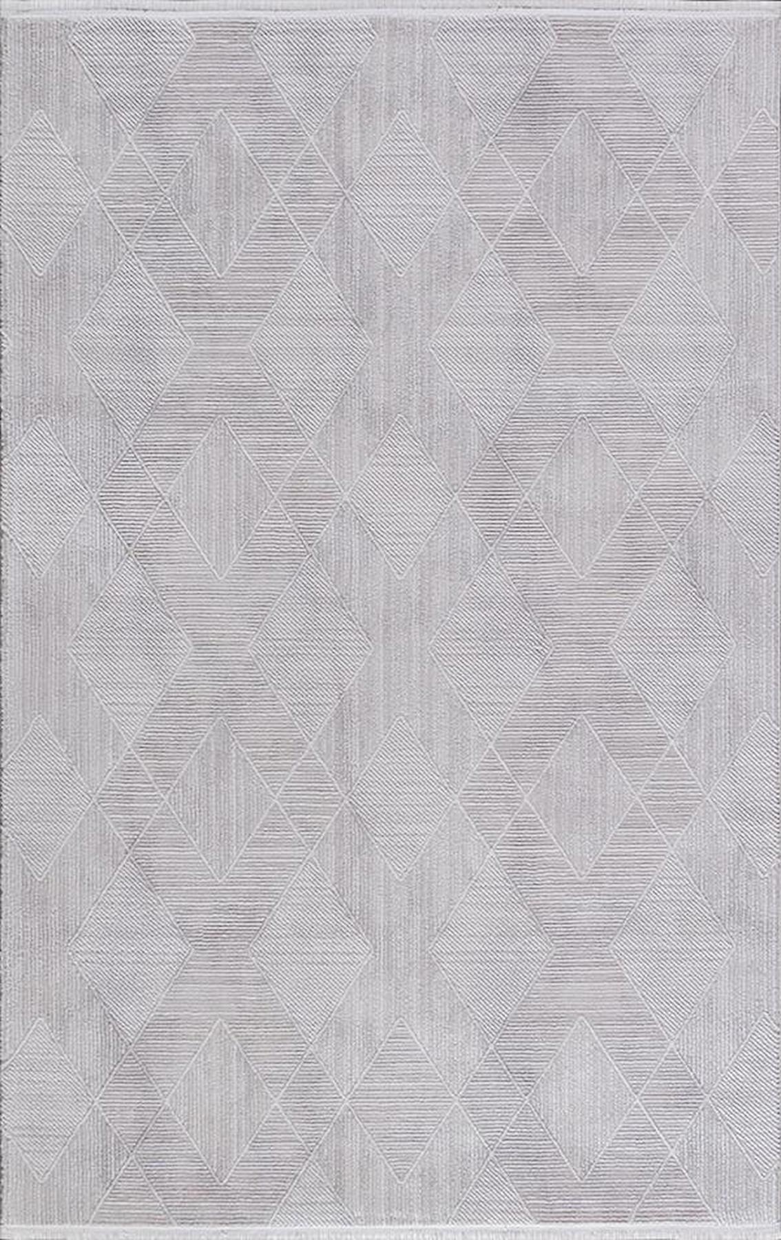Merinos Diyez 64249 Gri 9 mm Akrilik Yıkanabilir İnce Kaymaz Dikdörtgen Makine Dokuma Salon Halısı 100x200 cm