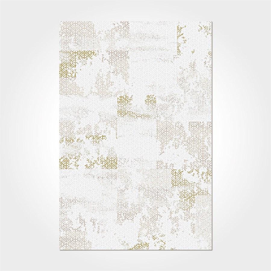 Crea Halı Argilla 15907K Altın 10 mm Akrilik Antibakteriyel Yıkanabilir Orta Geometrik Dikdörtgen Makine Dokuma Salon Halısı 160x230 cm