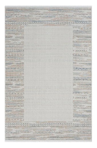 Kreasyon Halı HL007 Krem Polyester Yıkanabilir Kalın Pamuk Taban Dikdörtgen Makine Dokuma Salon Halısı 160x230 cm