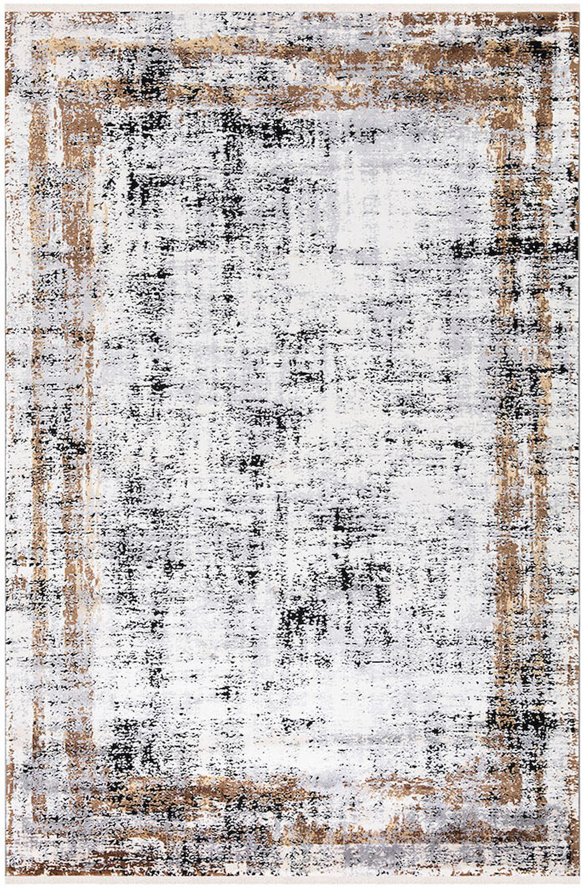 İpek Home Erva 18115 Ekru - Siyah 8 mm Akrilik-Viskon Yıkanabilir Orta Kaymaz Pamuk Taban Dikdörtgen Makine Dokuma Antre-Çocuk Odası-Salon-Yatak Odası Halısı 120x180 cm