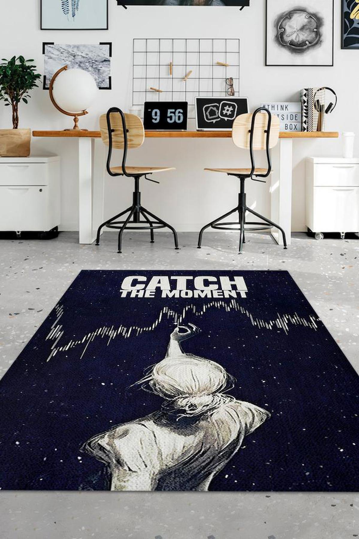 Homshtag Anı Yakala Çok Renkli 4 mm Pamuk Antistatik Yıkanabilir İnce Kaymaz Dikdörtgen Makine Dokuma Çalışma Odası Halısı 100x150 cm