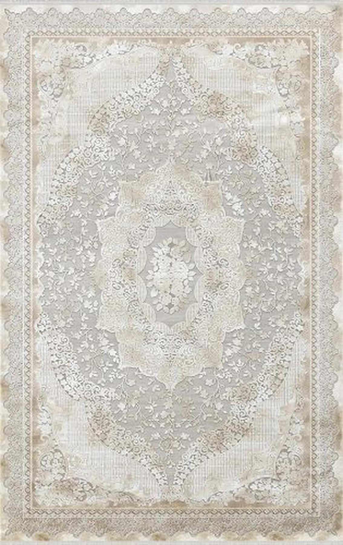 Merinos Tresor 19932 Krem 10 mm Akrilik Yumuşak Yıkanabilir Kalın Kaymaz Dikdörtgen Makine Dokuma Salon Halısı 100x200 cm