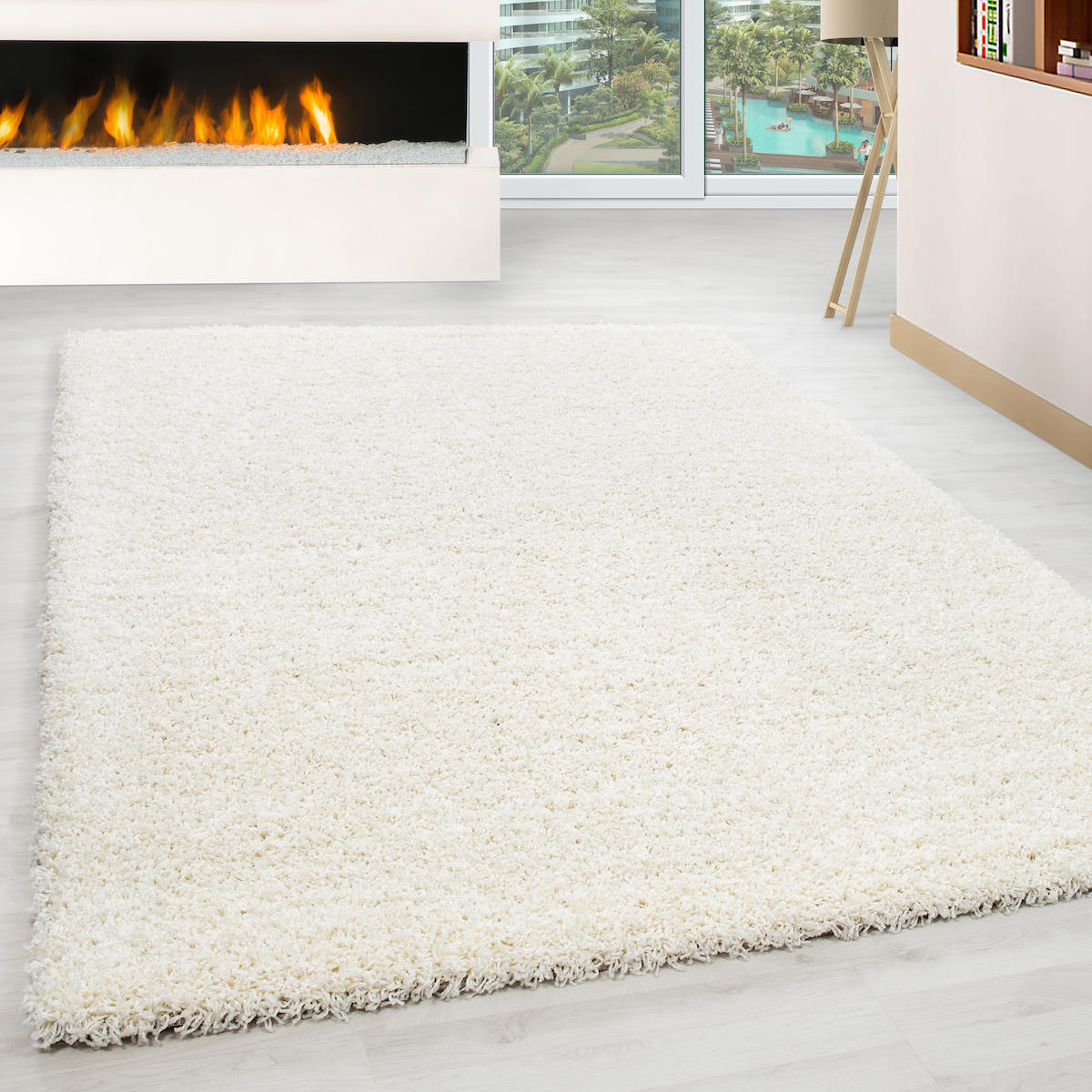 Wide Shop Krem 30 mm Polipropilen Antibakteriyel Yıkanabilir Kalın Kaymaz Lateks Taban Dikdörtgen Makine Dokuma Salon Halısı 100x300 cm