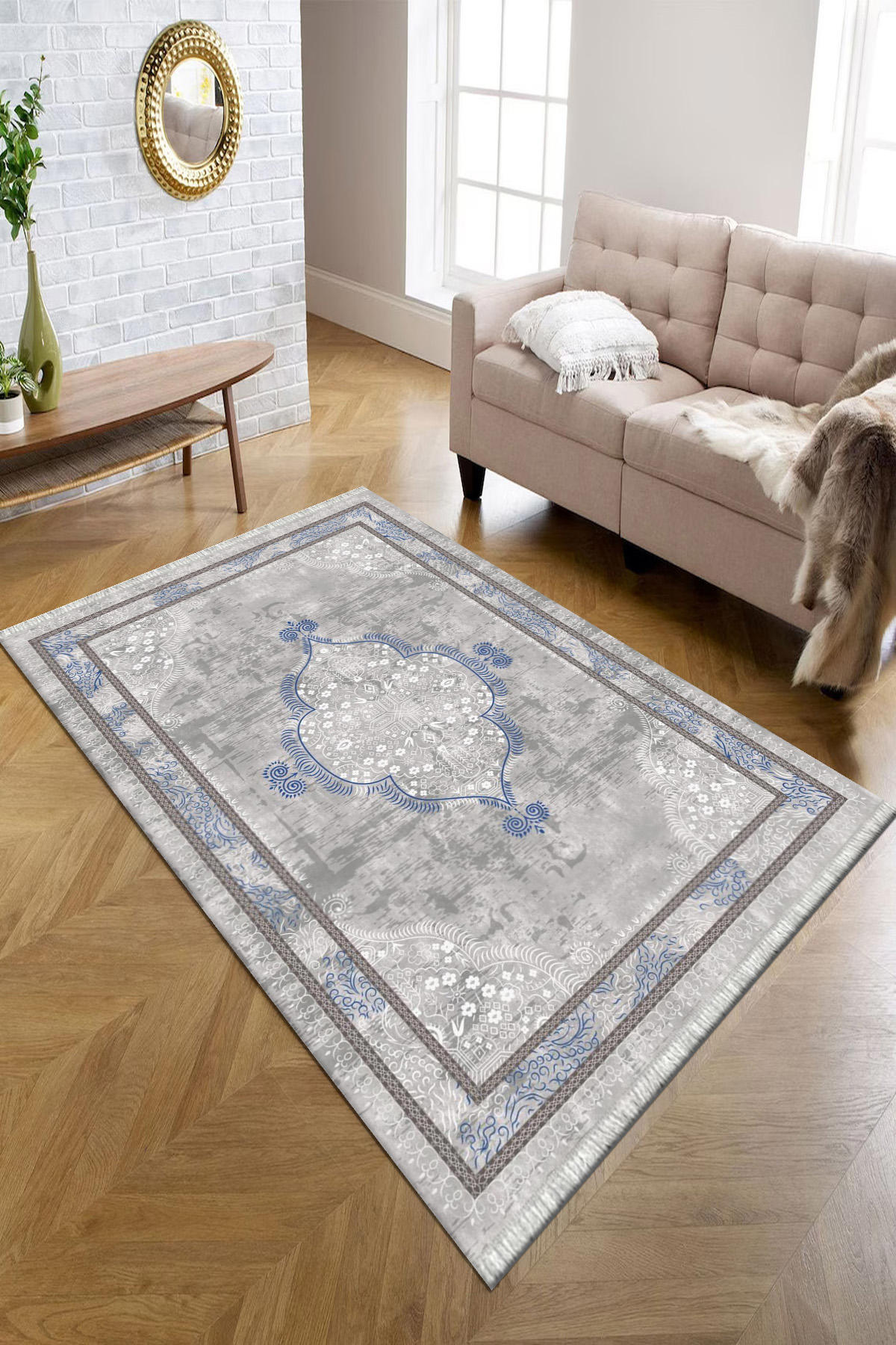 Kreatif Halı Turuncu 4 mm Polyester Antibakteriyel Yıkanabilir İnce Kaymaz Dikdörtgen Makine Dokuma Salon Halısı 140x200 cm