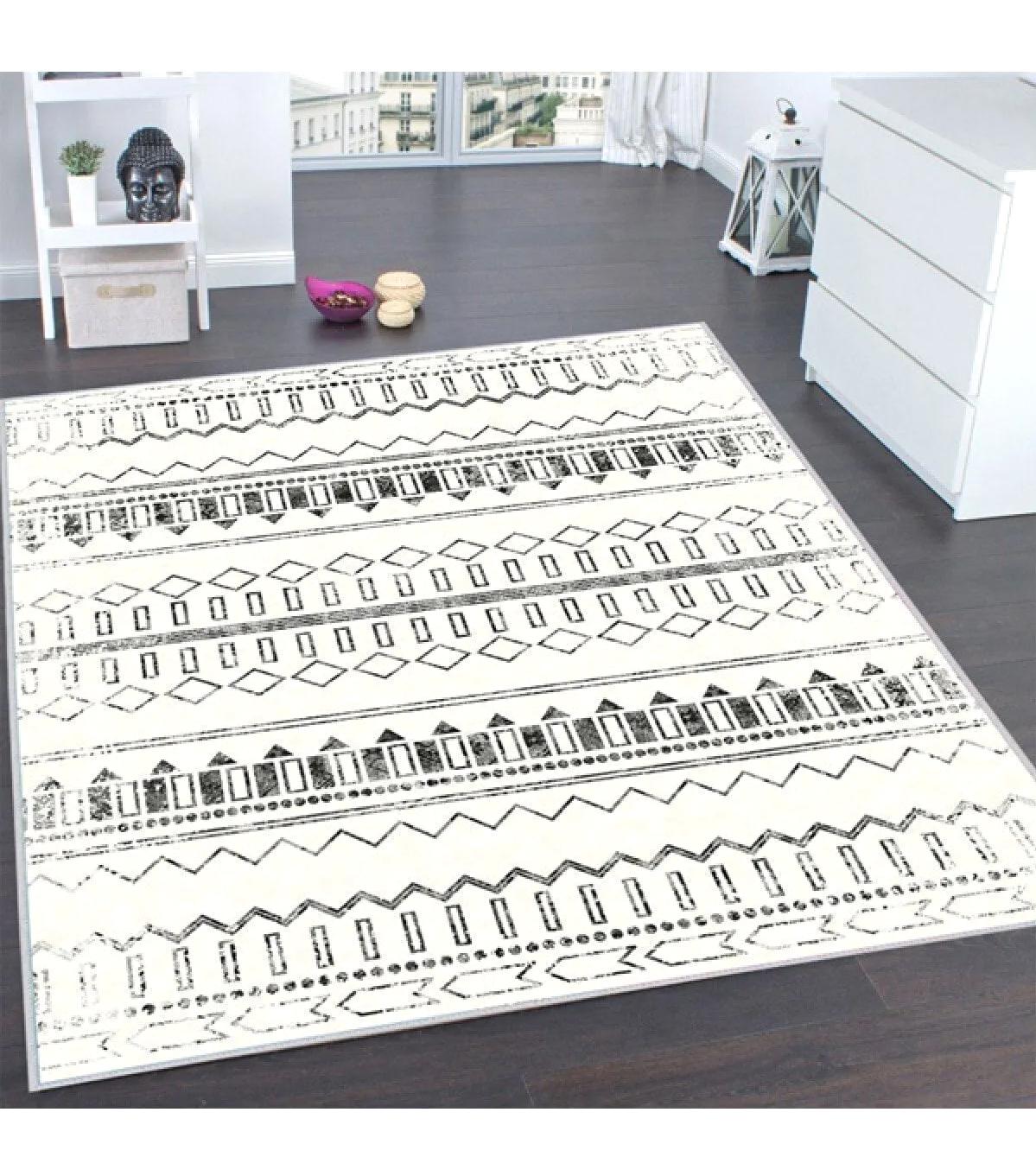 Rovigo Home RVG0183-SD1171 Çok Renkli 8 mm Polyester Yıkanabilir Orta Kaymaz Dot Taban Dikdörtgen Makine Dokuma Salon Halısı 120x180 cm