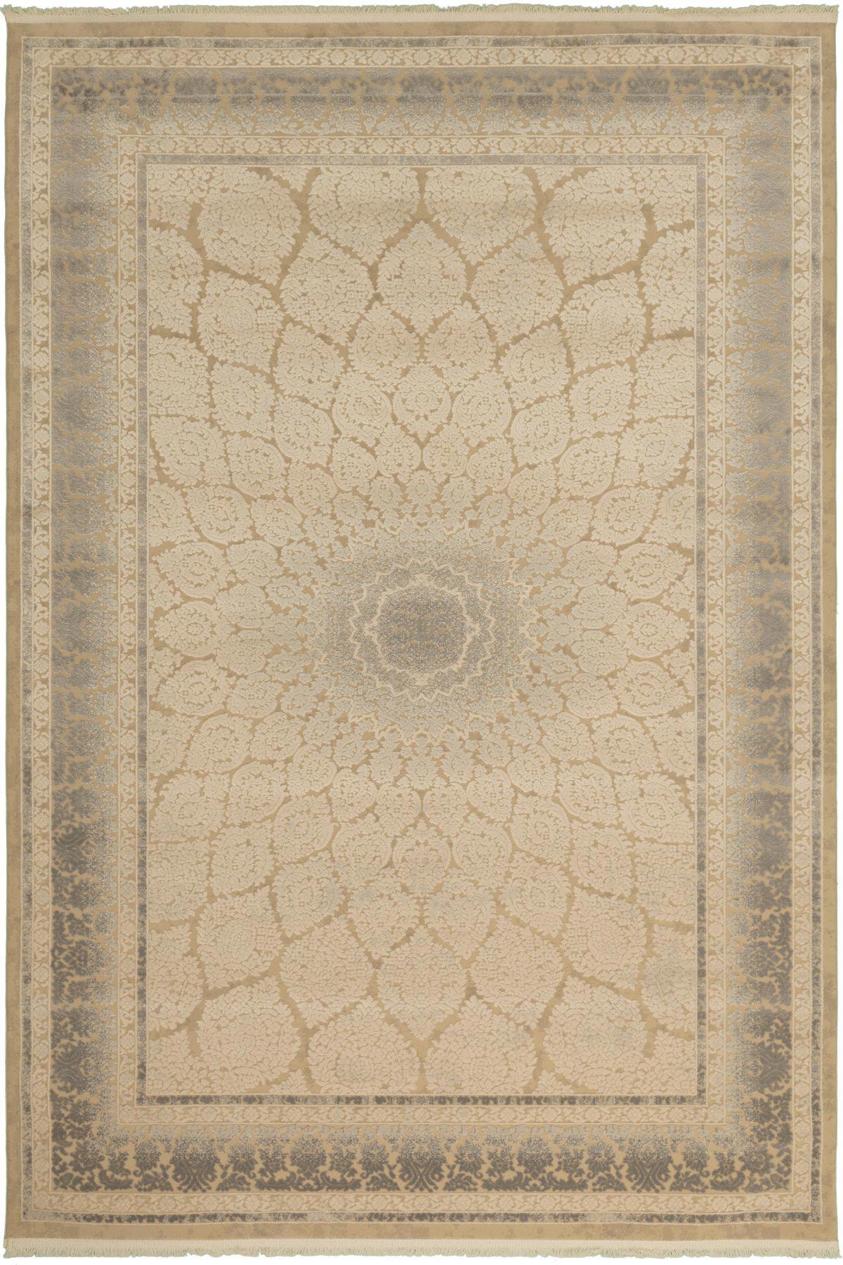 Tuğra Halı Silver SV06 Çok Renkli 7 mm Akrilik-Viskon Yıkanabilir İnce Dikdörtgen Makine Dokuma Antre-Oturma Odası-Salon-Yatak Odası Halısı 150x233 cm