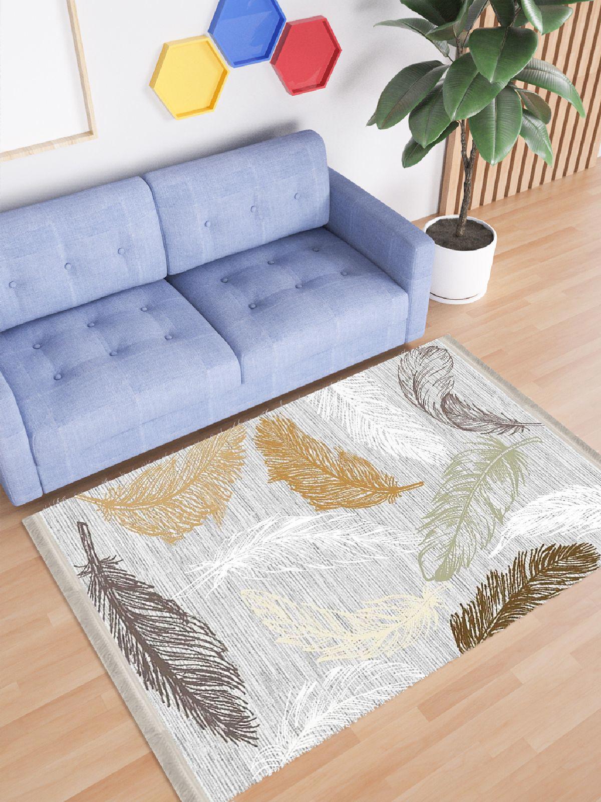 Enbe Collection E-FL2059B Çok Renkli 5 mm Pamuk Antibakteriyel Yıkanabilir Orta Kaymaz Dot Taban Dikdörtgen Makine Dokuma Oturma Odası Halısı 80x150 cm