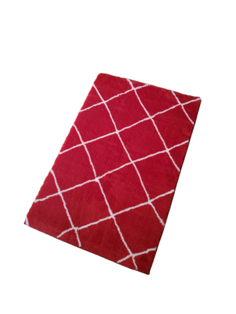 Jassrug Royal Kırmızı 15 mm Polyester Yıkanabilir Kalın Kaymaz Taban Dikdörtgen Makine Dokuma Halı 100x200 cm
