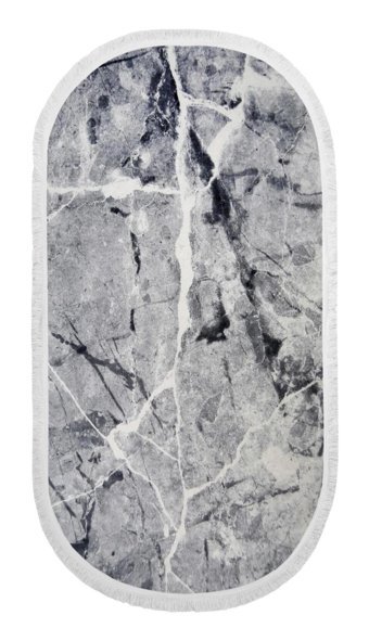 Dijidekor Gri 6 mm Polyester Antialerjenik Yıkanabilir Orta Kaymaz Dot Taban Oval Makine Dokuma Salon Halısı 120x180 cm