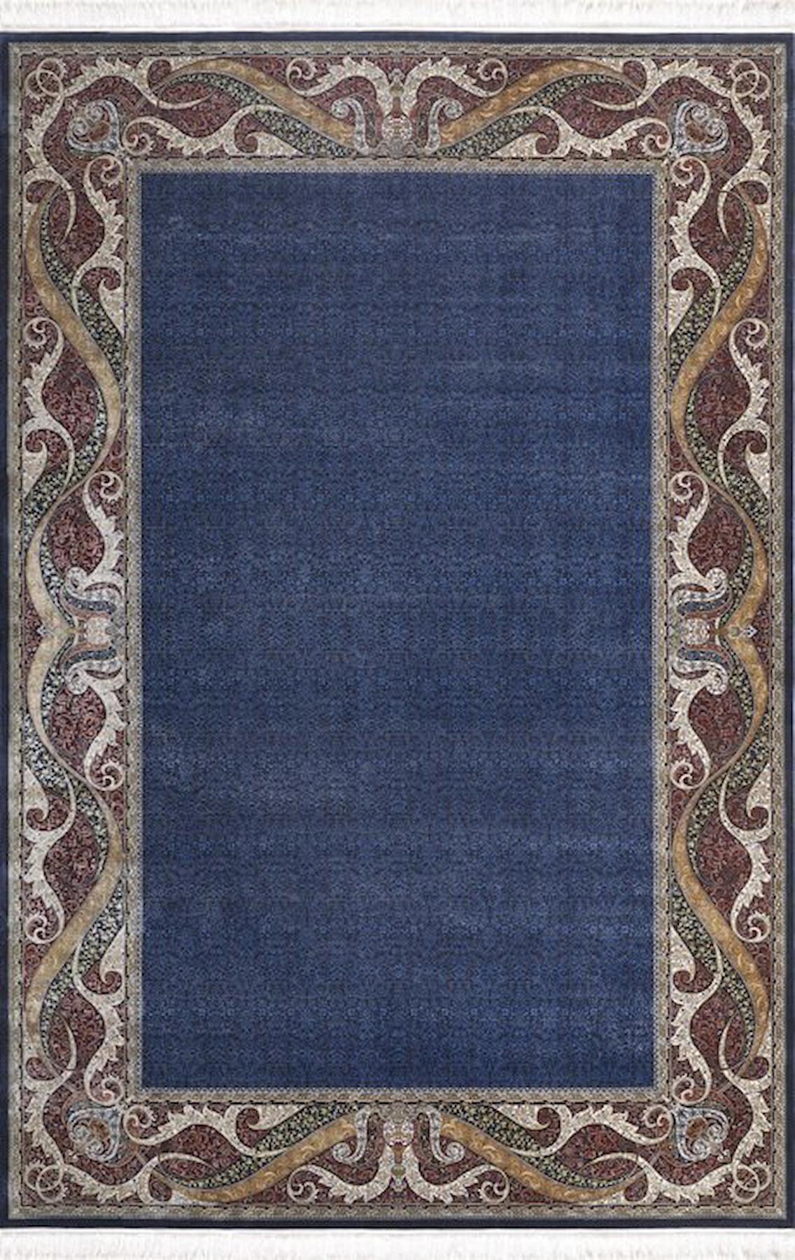 Artemis Halı 5155B Bordo-Lacivert Akrilik Yıkanabilir İnce Kaymaz Jüt Taban Dikdörtgen Makine Dokuma Salon Halısı 120x180 cm