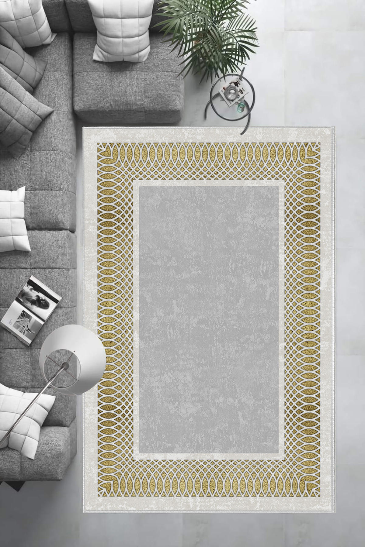 Aldora Krem 0.8 mm Polipropilen Yıkanabilir Orta Kaymaz Deri Taban Dikdörtgen Makine Dokuma Salon Halısı 100x400 cm