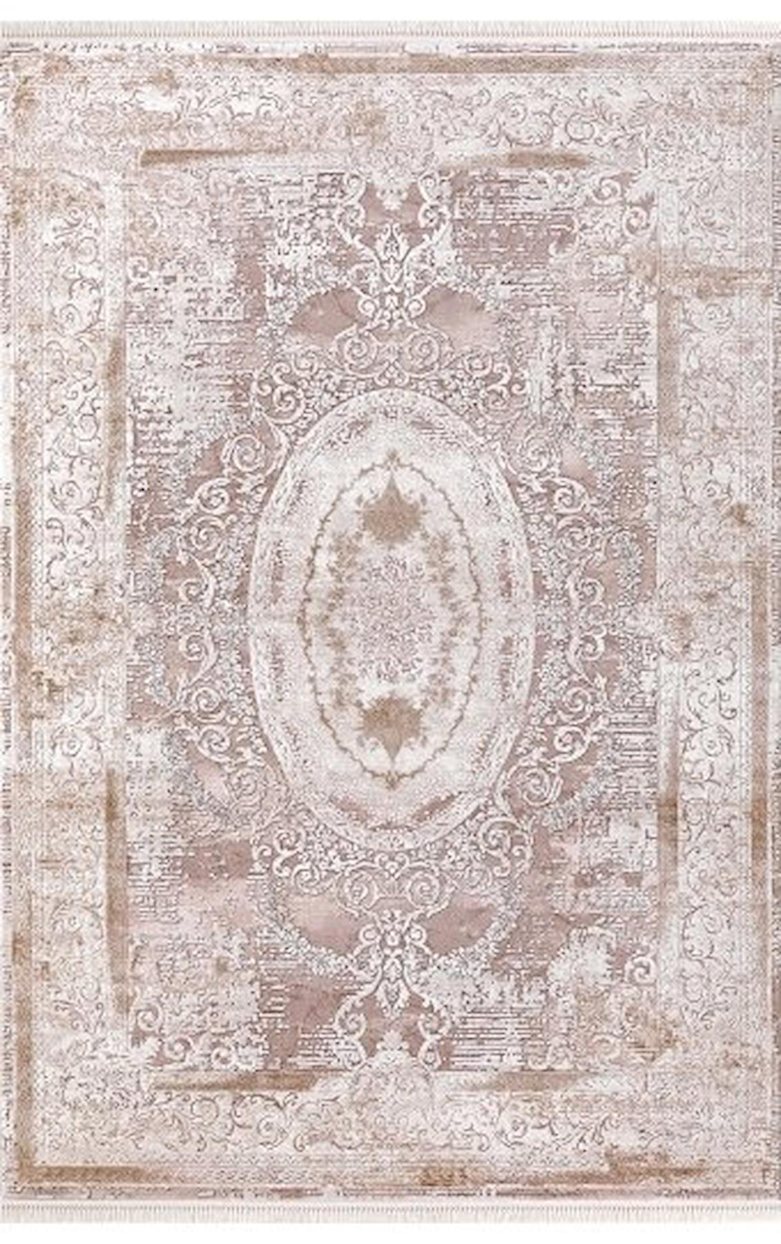 Padişah Santo 31881 Krem 10 mm Akrilik Yıkanabilir İnce Dikdörtgen Makine Dokuma Salon Halısı 120x180 cm