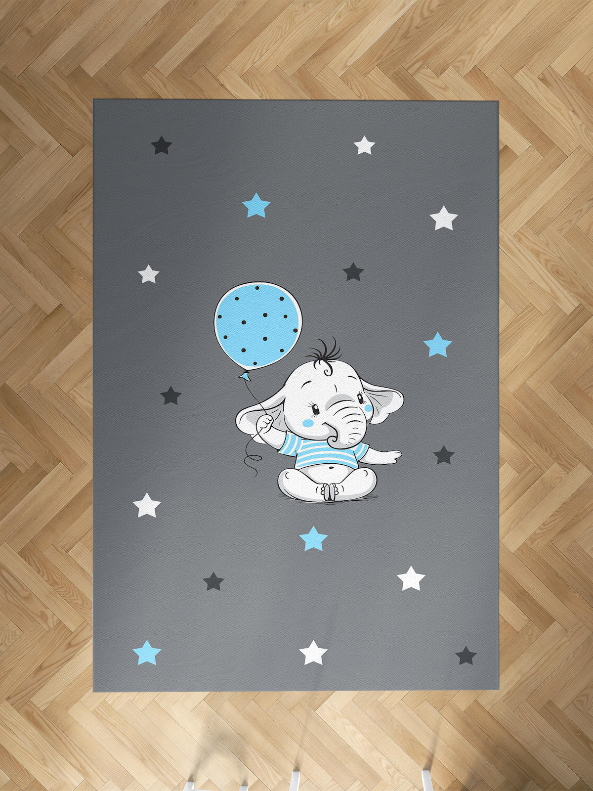 Mekta Home Balon-Fil Çok Renkli 10 mm Antibakteriyel Yıkanabilir İnce Kaymaz Dot Taban Dikdörtgen Makine Dokuma Çocuk Odası Halısı 200x400 cm