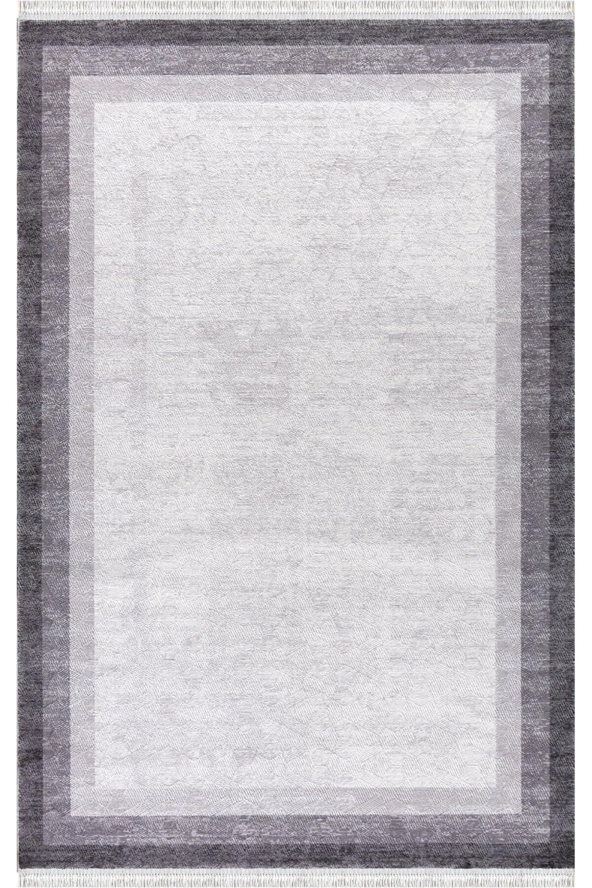 Padişah Santo 60886 Gri-Siyah 10 mm Akrilik Yıkanabilir İnce Dikdörtgen Makine Dokuma Salon Halısı 200x290 cm