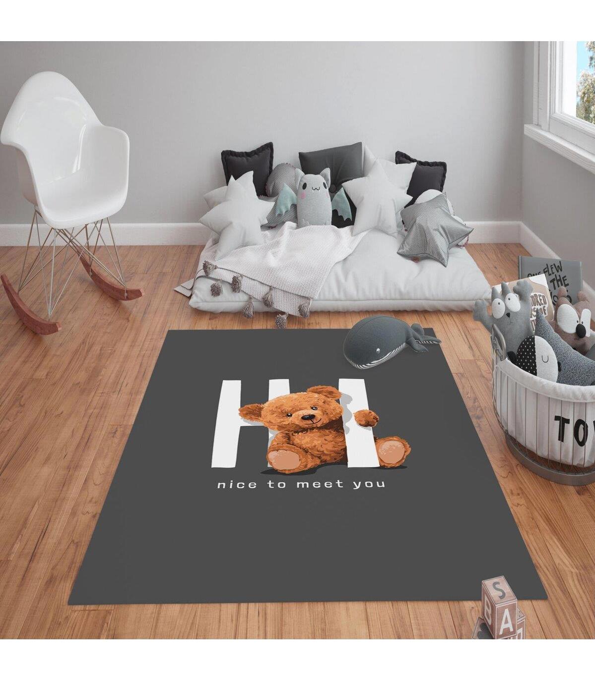 Doruklar Home Collection Çok Renkli 0.7 mm Polyester Antibakteriyel Yıkanabilir Kalın Kaymaz Taban Dikdörtgen Makine Dokuma Çocuk Odası Halısı 160x230 cm