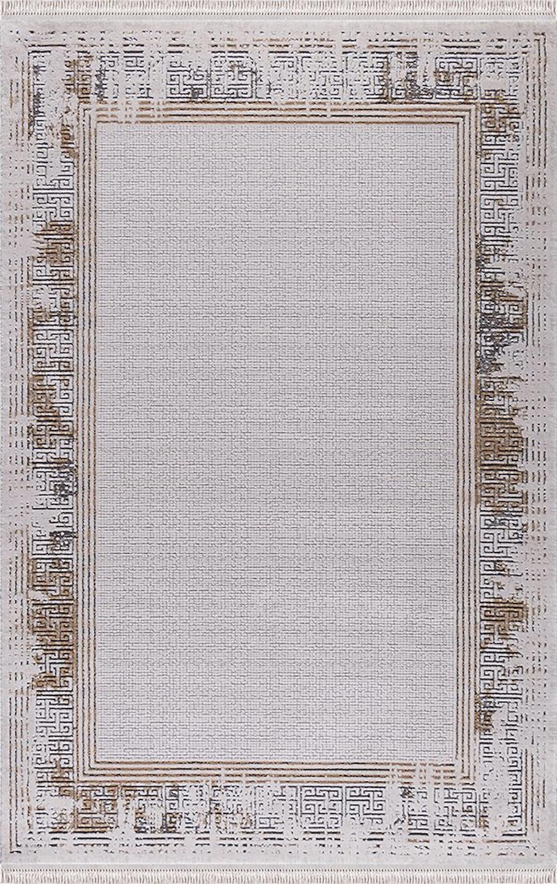 Merinos Rodin 60894 Krem 11 mm Akrilik Toz Tutmaz Yıkanabilir Kalın Kaymaz Dikdörtgen Makine Dokuma Salon Halısı 80x150 cm