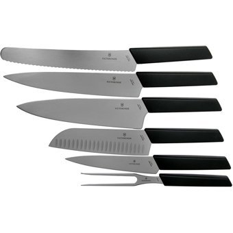 Evrekala Shop Victorinox Yeni Bıçak Seti Siyah Victorinox Modern Ahşap 6 Parça