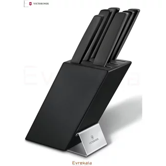 Evrekala Shop Victorinox Yeni Bıçak Seti Siyah Victorinox Modern Ahşap 6 Parça
