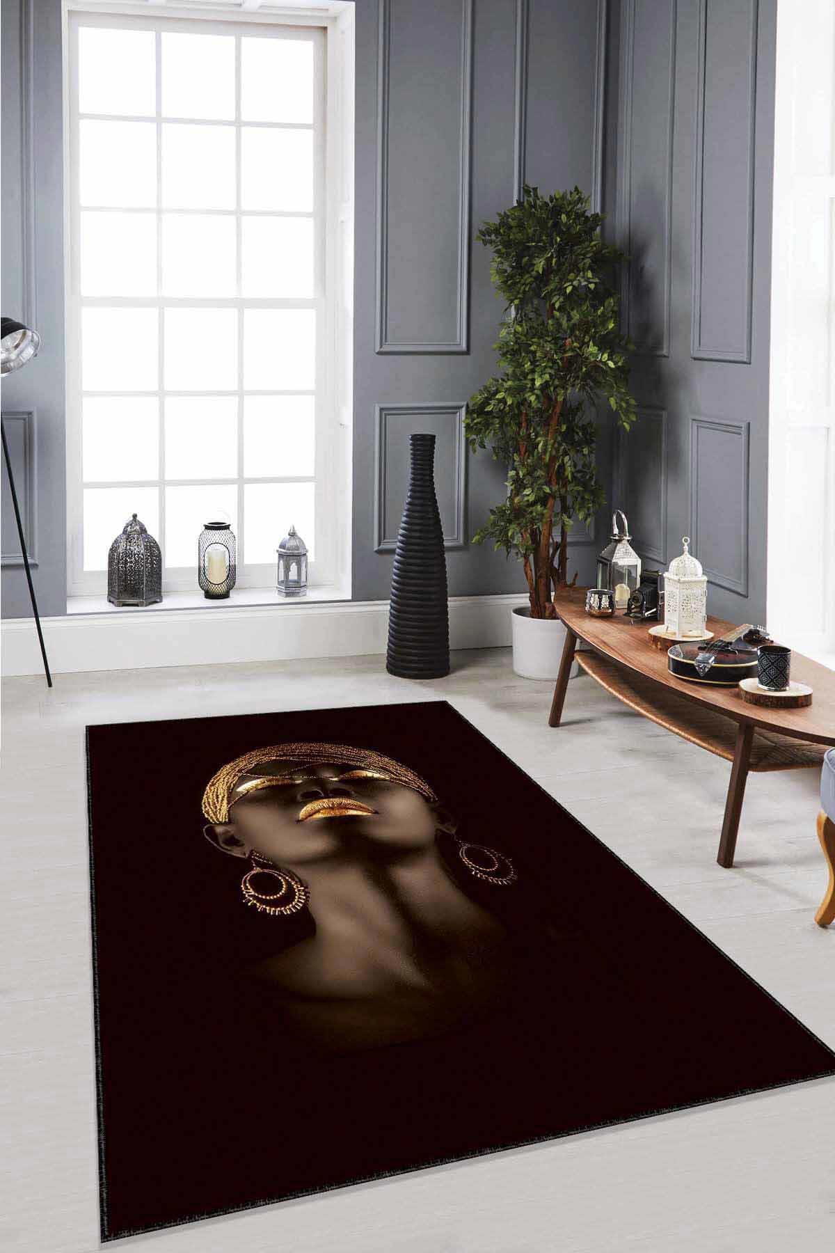 Viva Home RV332 Siyah 7 mm Mikropolyester Antibakteriyel Yıkanabilir Kalın Kaymaz Lateks Taban Dikdörtgen Makine Dokuma Salon Halısı 100x200 cm