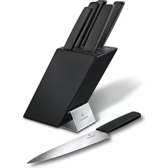 Evrekala Shop Victorinox Yeni Bıçak Seti Siyah Victorinox Modern Ahşap 6 Parça