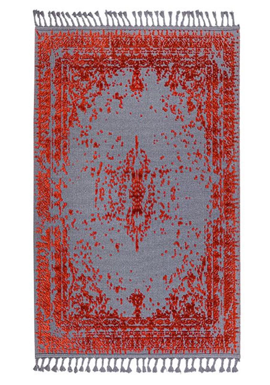 Kreasyon Halı Rönesans 9212 Kırmızı 6 mm Akrilik Toz tutmaz Yıkanabilir İnce Kaymaz Dikdörtgen Makine Dokuma Salon Halısı 80x300 cm