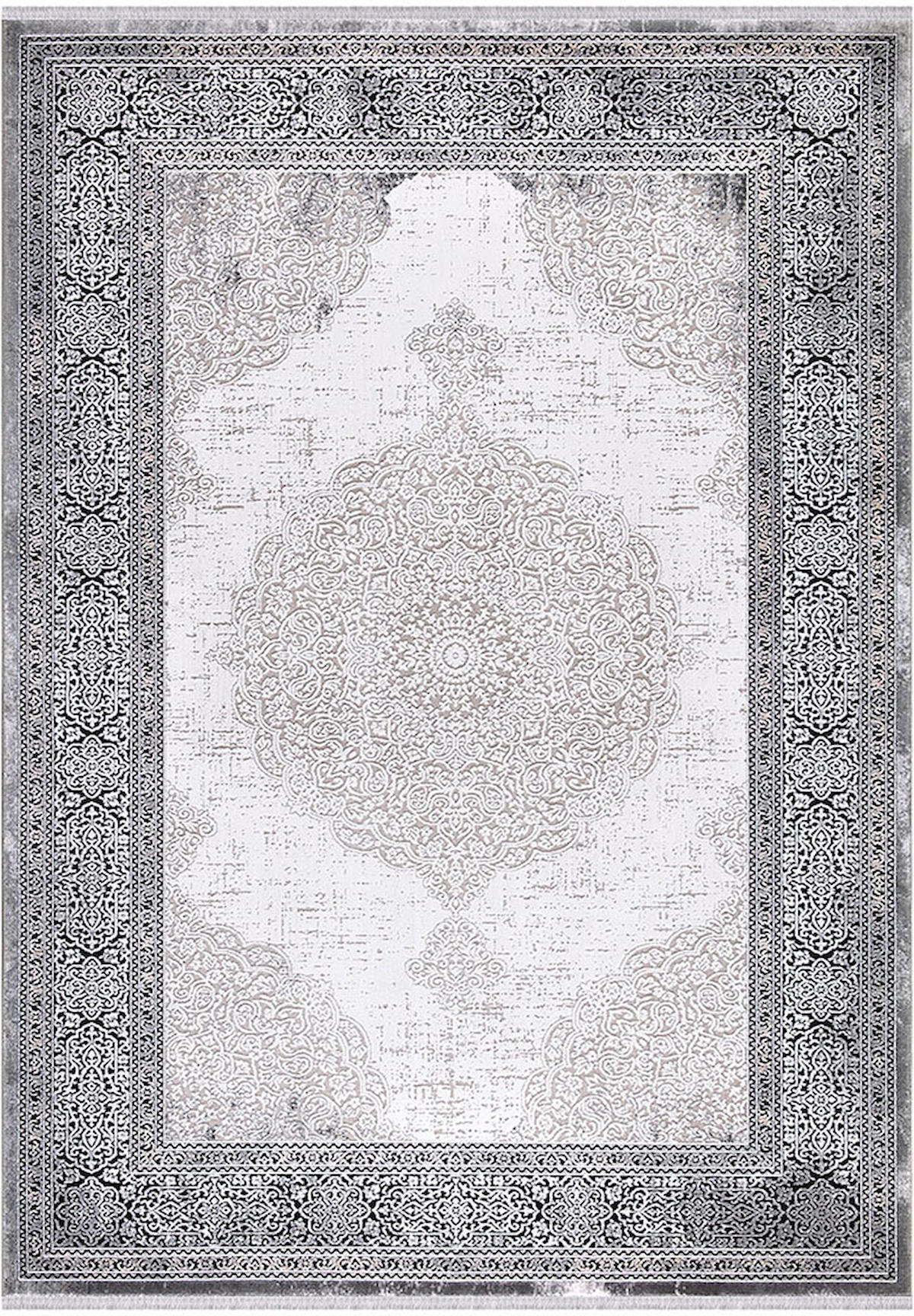 İpek Home Roxanne 17184 Gri 8 mm Akrilik Yıkanabilir İnce Kaymaz Pamuk Taban Dikdörtgen Makine Dokuma Antre-Çocuk Odası-Salon-Yatak Odası Halısı 80x150 cm