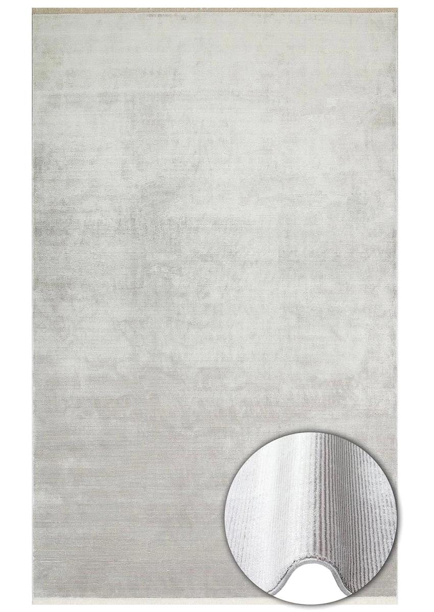 Eko Halı Napoli NAP01 Gri 8 mm Viskon Silinebilir Yıkanabilir Orta Kaymaz Dikdörtgen Makine Dokuma Salon Halısı 200x300 cm