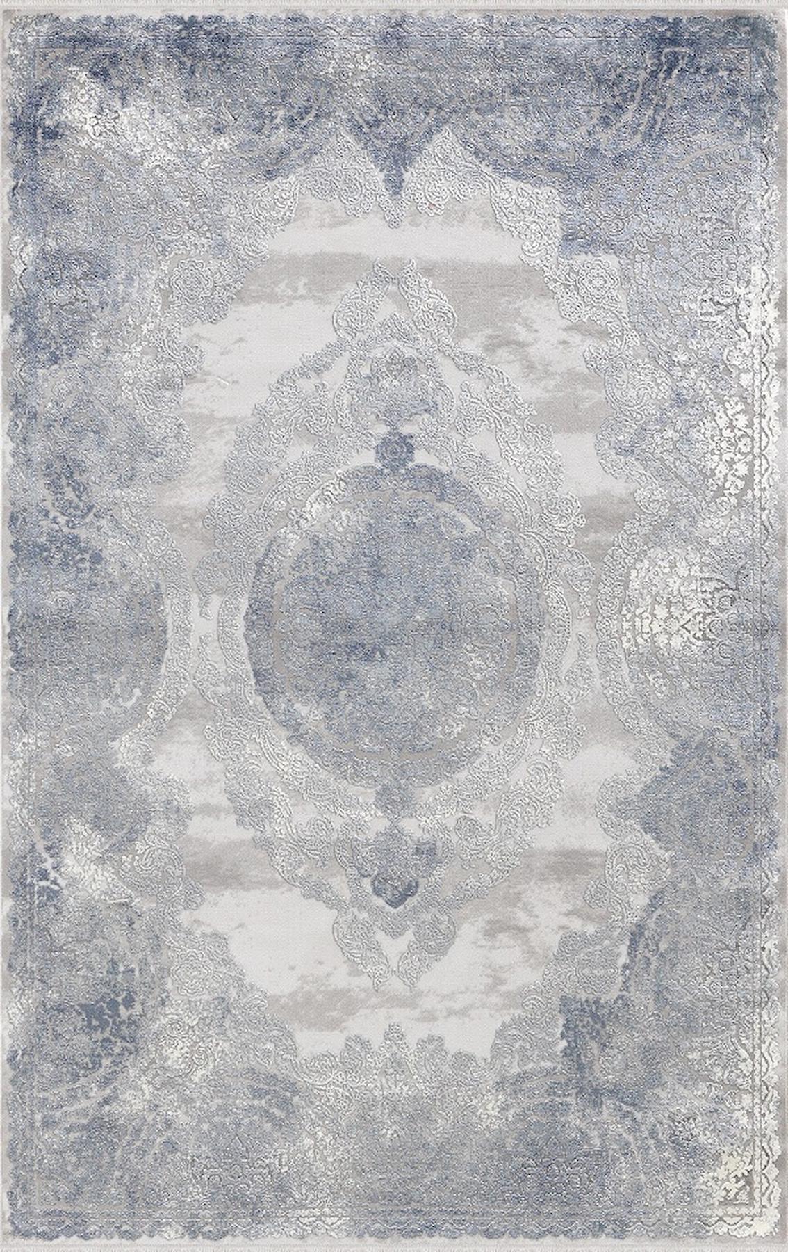 Merinos Tresor 19940 Gri 11 mm Akrilik Yıkanabilir Kalın Kaymaz Dikdörtgen Makine Dokuma Salon Halısı 100x200 cm