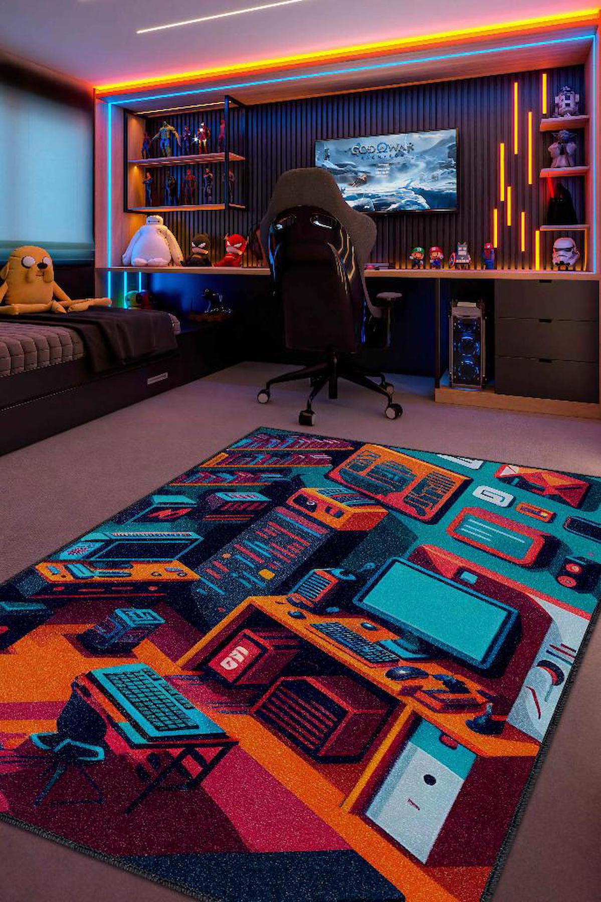 Homshtag Çok Renkli 4 mm Pamuk Antistatik Yıkanabilir İnce Kaymaz Dikdörtgen Makine Dokuma Genç Odası Halısı 140x200 cm